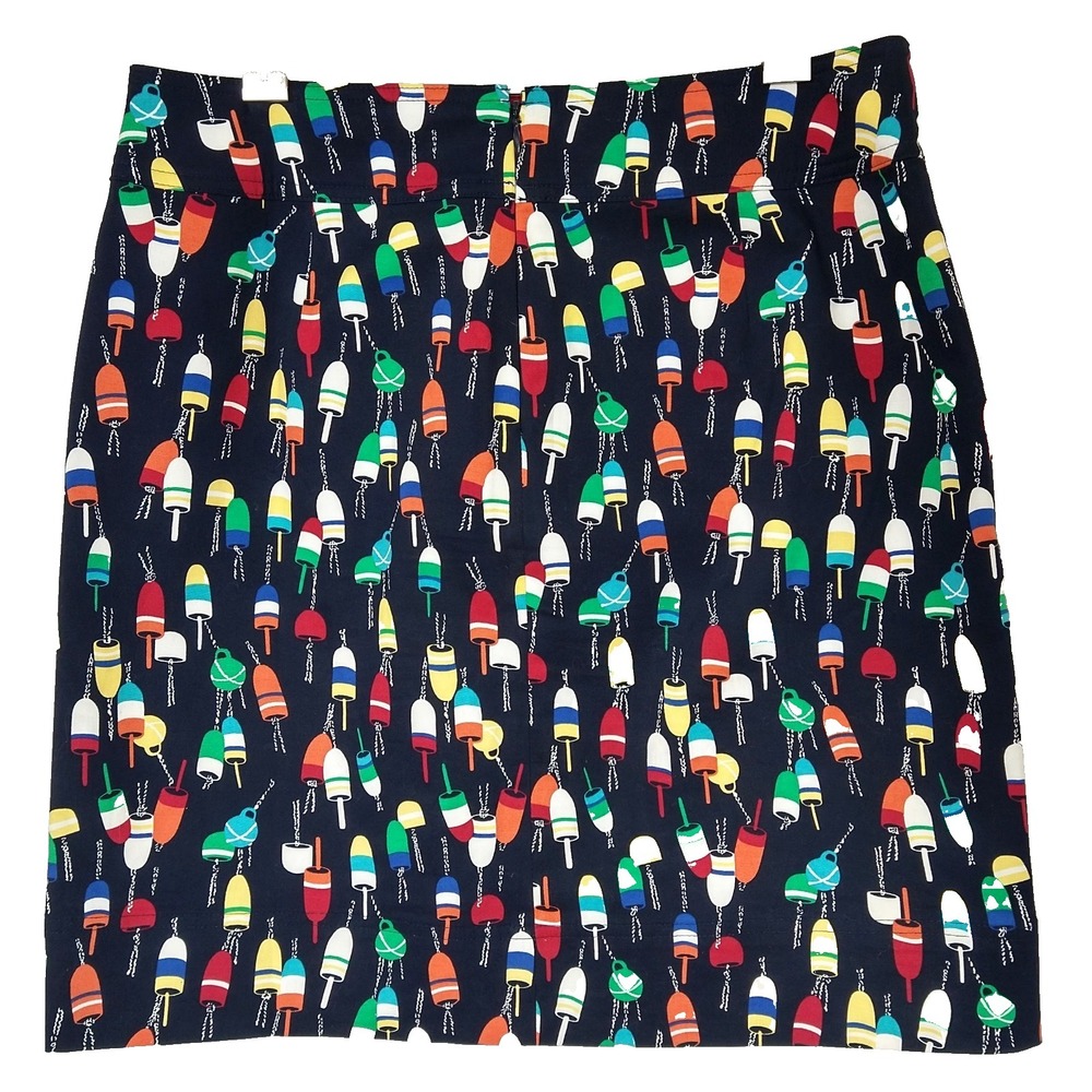 Talbots Petite 8P Colorful Nautical Bobber Skirt Whimsical Coastal Art to Wear